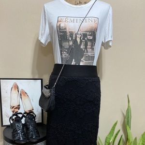 Black Lace Pencil Skirt